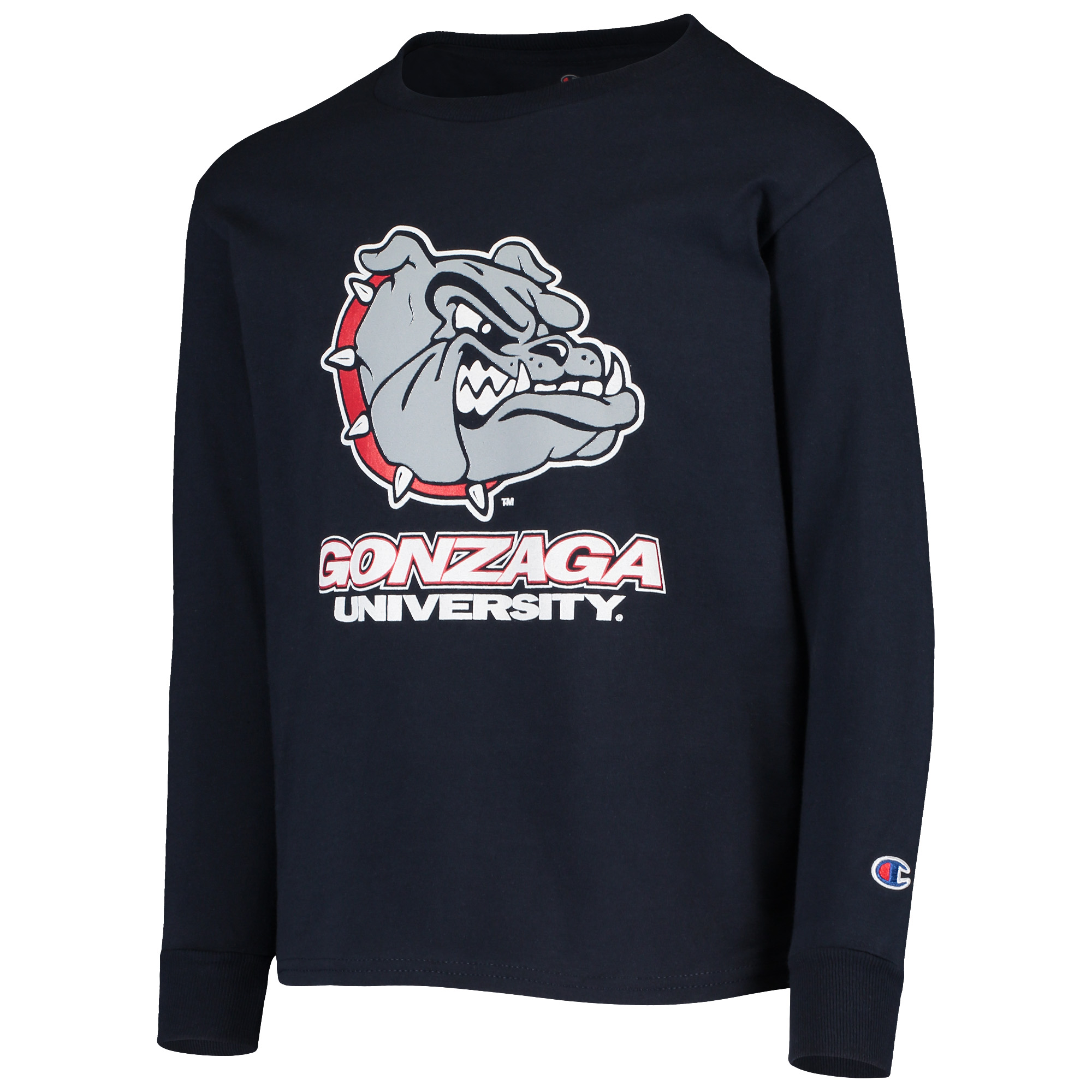 Youth Champion Navy Gonzaga Bulldogs Lockup Long Sleeve T-Shirt - Image 3