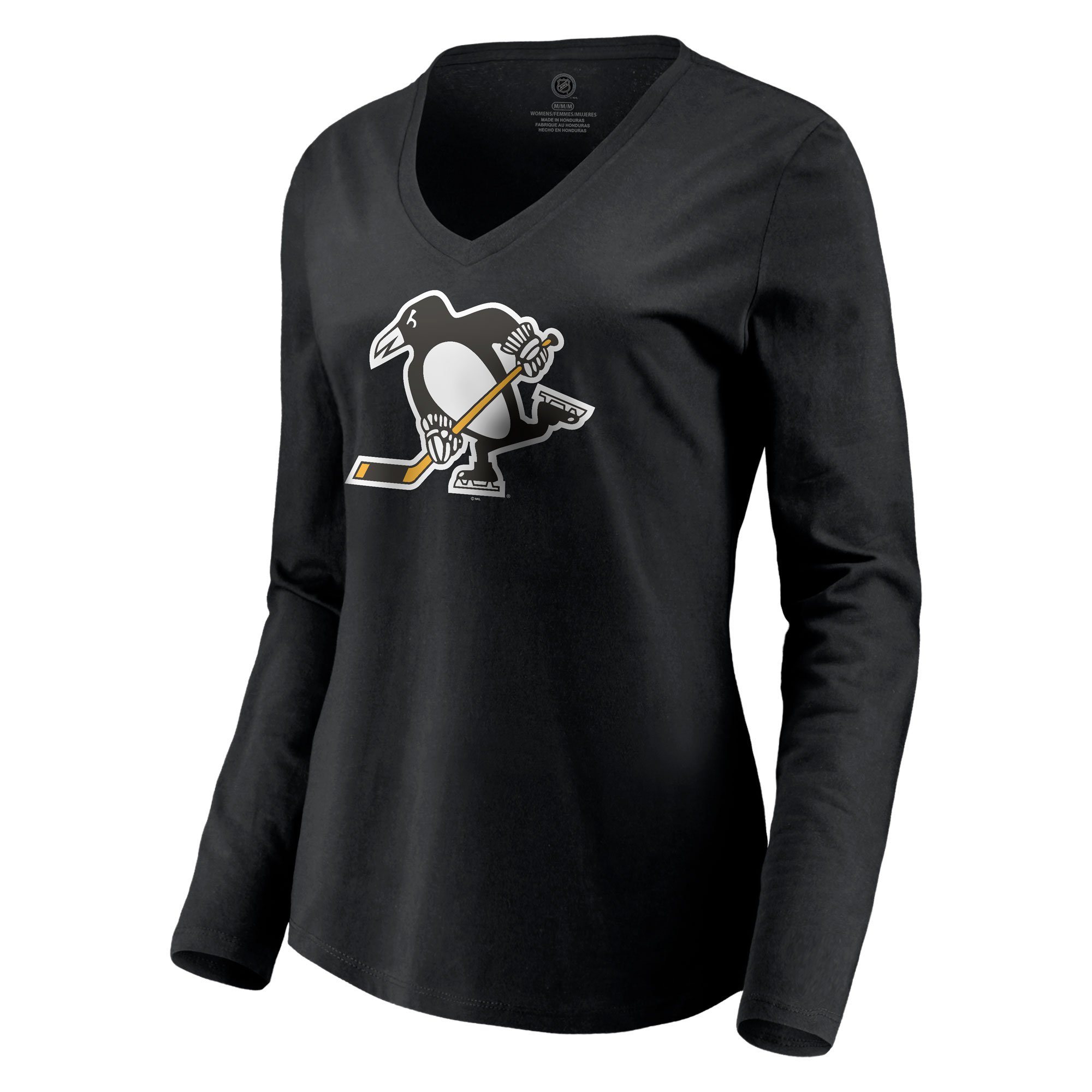 Women's Black Pittsburgh Penguins Special Edition Primary Logo V-Neck Long Sleeve T-Shirt - Image 6