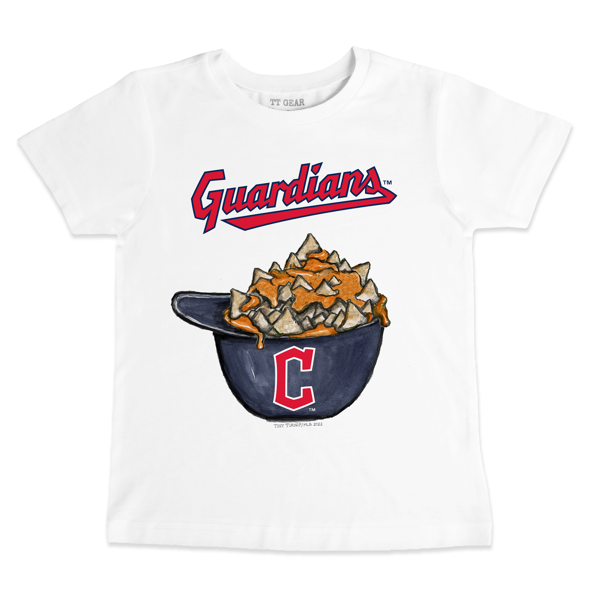 Toddler Tiny Turnip White Cleveland Guardians Nacho Helmet T-Shirt
