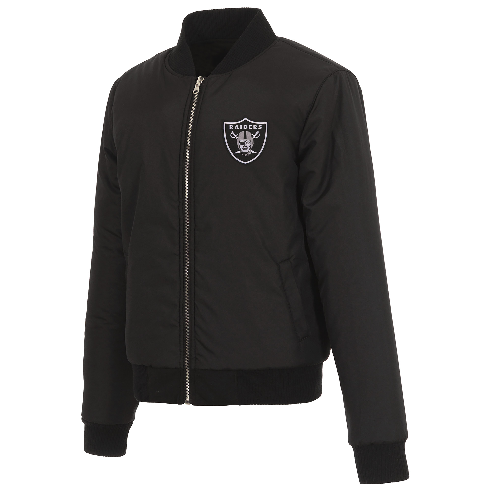 Women's JH Design Black Las Vegas Raiders Reversible Fleece Full-Zip Jacket - Image 4