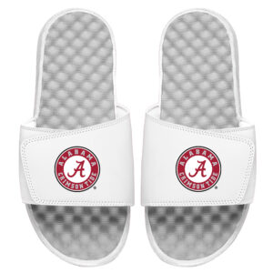 Youth ISlide White Alabama Crimson Tide Circle Logo Slide Sandals