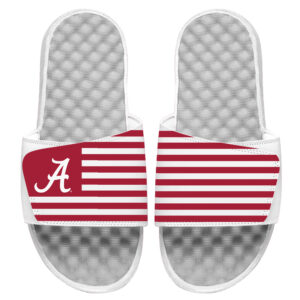 Youth ISlide White Alabama Crimson Tide Flag Logo Slide Sandals