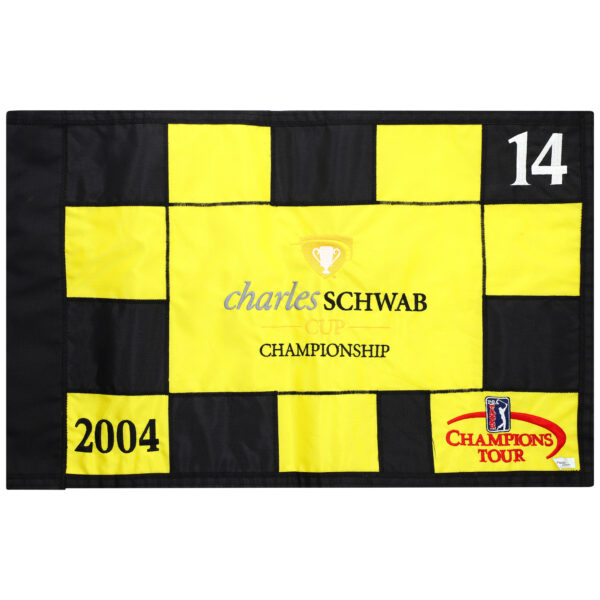 Event-Used #14 Yellow and Black Pin Flag from The Charles Schwab Cup Championship on October 22nd to 24th 2004