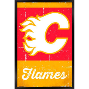 Calgary Flames 35.75'' x 24.25'' Framed Logo Poster