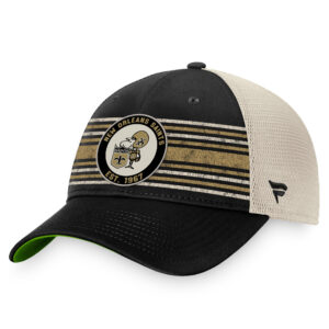 Men's Fanatics Black/Natural New Orleans Saints True Classic Circle Striped Trucker Snapback Hat