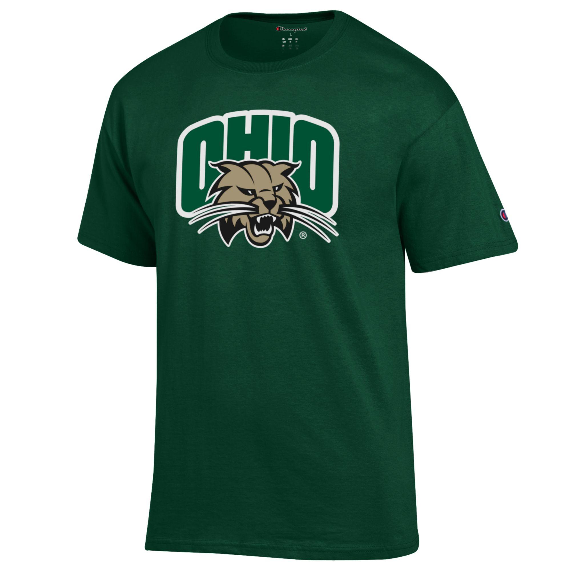 Men's Champion Green Ohio Bobcats Primary Jersey T-Shirt - Image 6