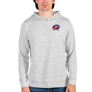 Men's Antigua Heathered Gray Columbus Blue Jackets Team Absolute Pullover Hoodie