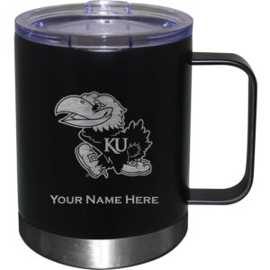 Black Kansas Jayhawks 12oz. Personalized Stainless Steel Lowball with Handle