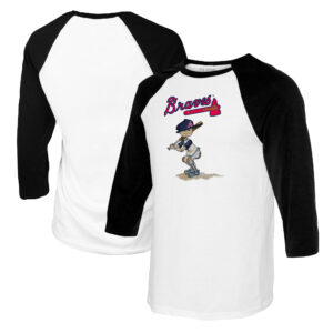 Youth Tiny Turnip White/Black Atlanta Braves Slugger Raglan 3/4 Sleeve T-Shirt