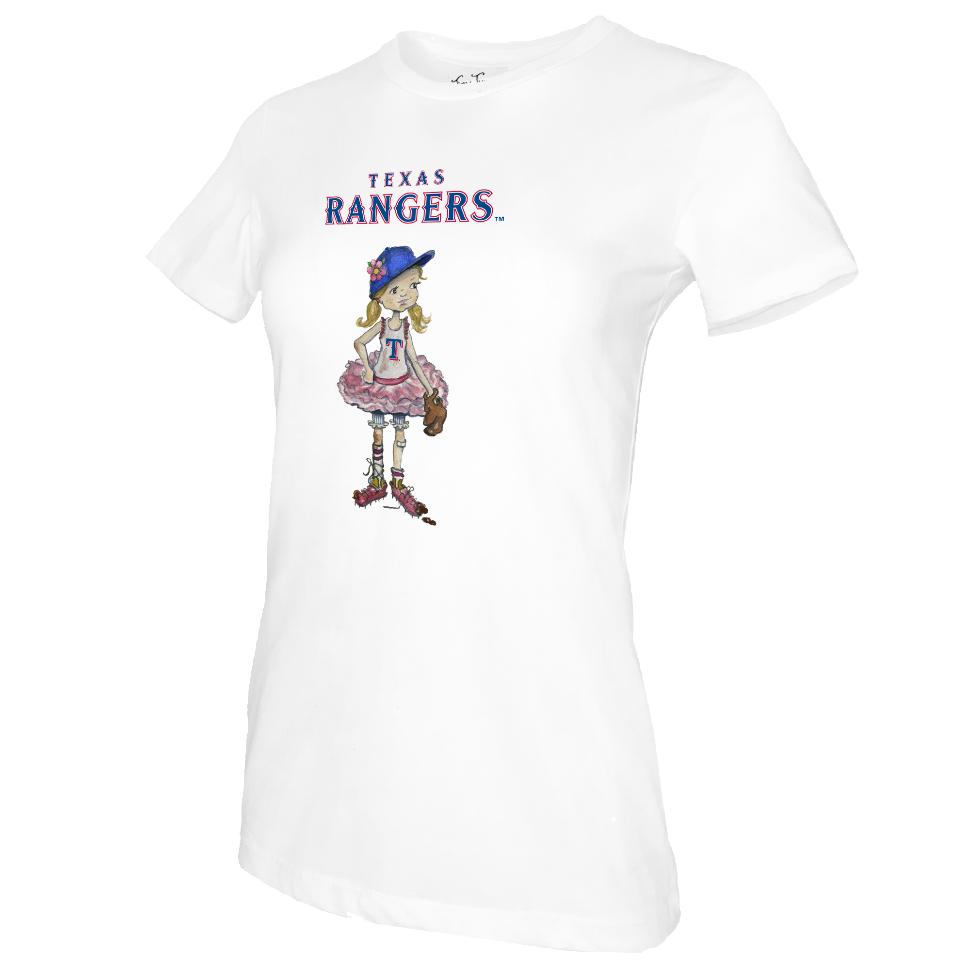 Women's Tiny Turnip White Texas Rangers Baseball Babes T-Shirt - Image 3