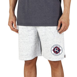 Men's Concepts Sport White/Charcoal New England Revolution Throttle Knit Jam Shorts