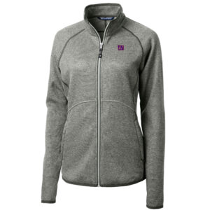 Women's Cutter & Buck Heathered Gray New York Giants Mainsail Sweater-Knit Full-Zip Jacket