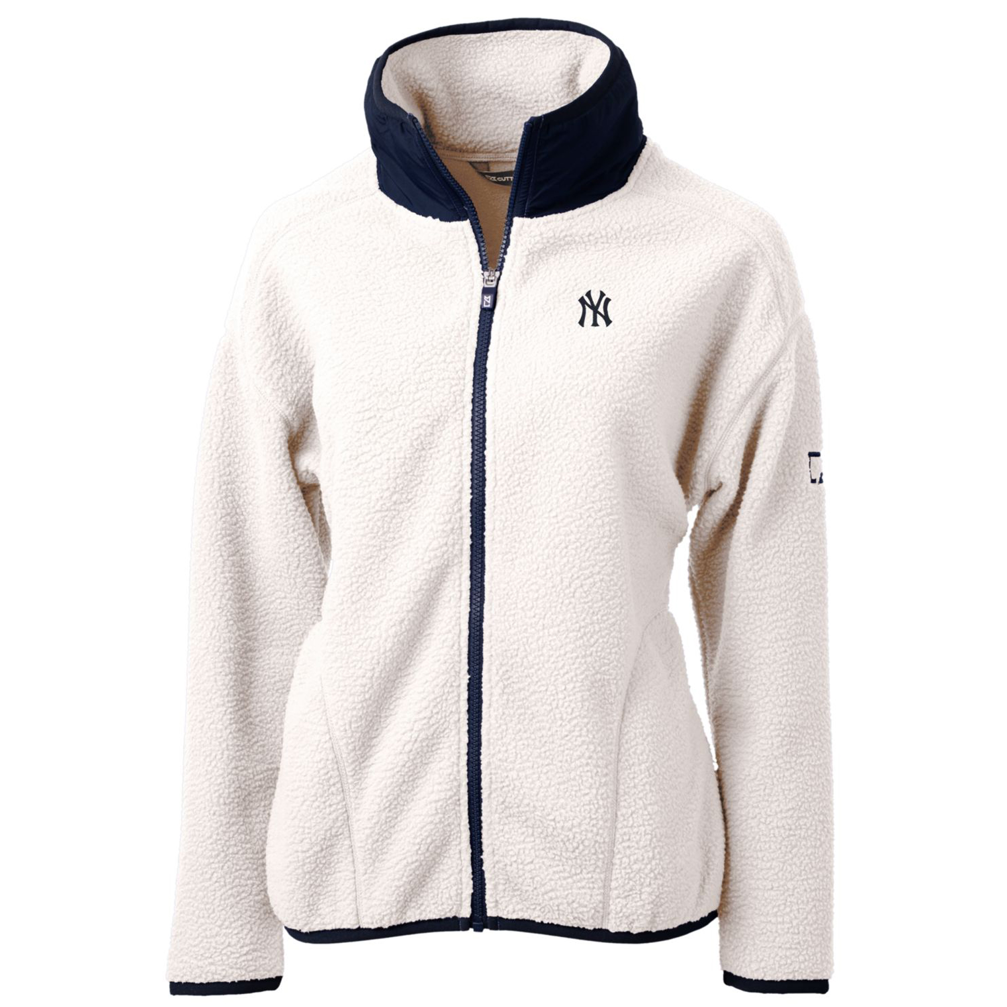 Women's Cutter & Buck White/Navy New York Yankees Cascade Eco Sherpa Fleece Full-Zip Jacket - Image 3