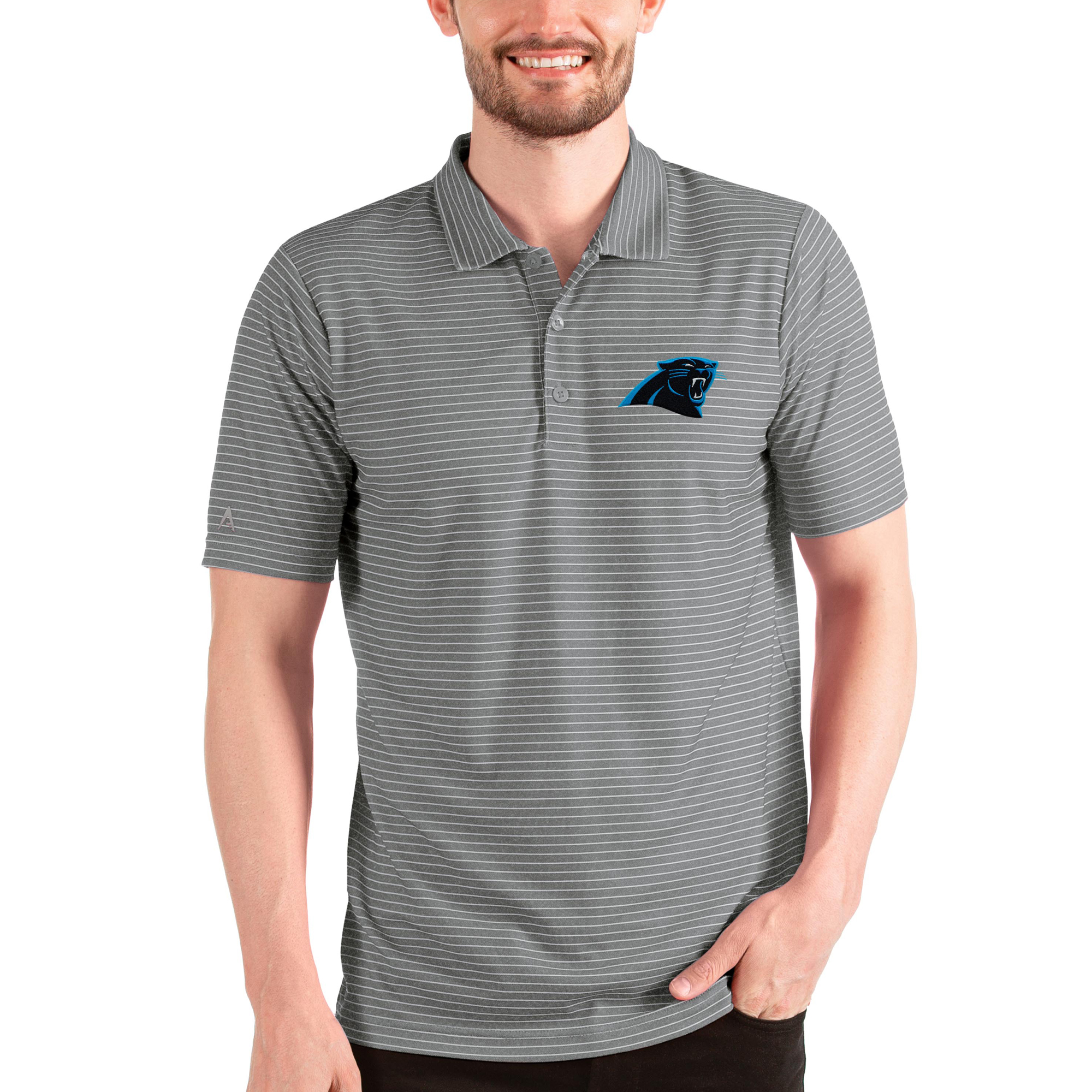 Men's Antigua Steel Carolina Panthers Esteem Polo