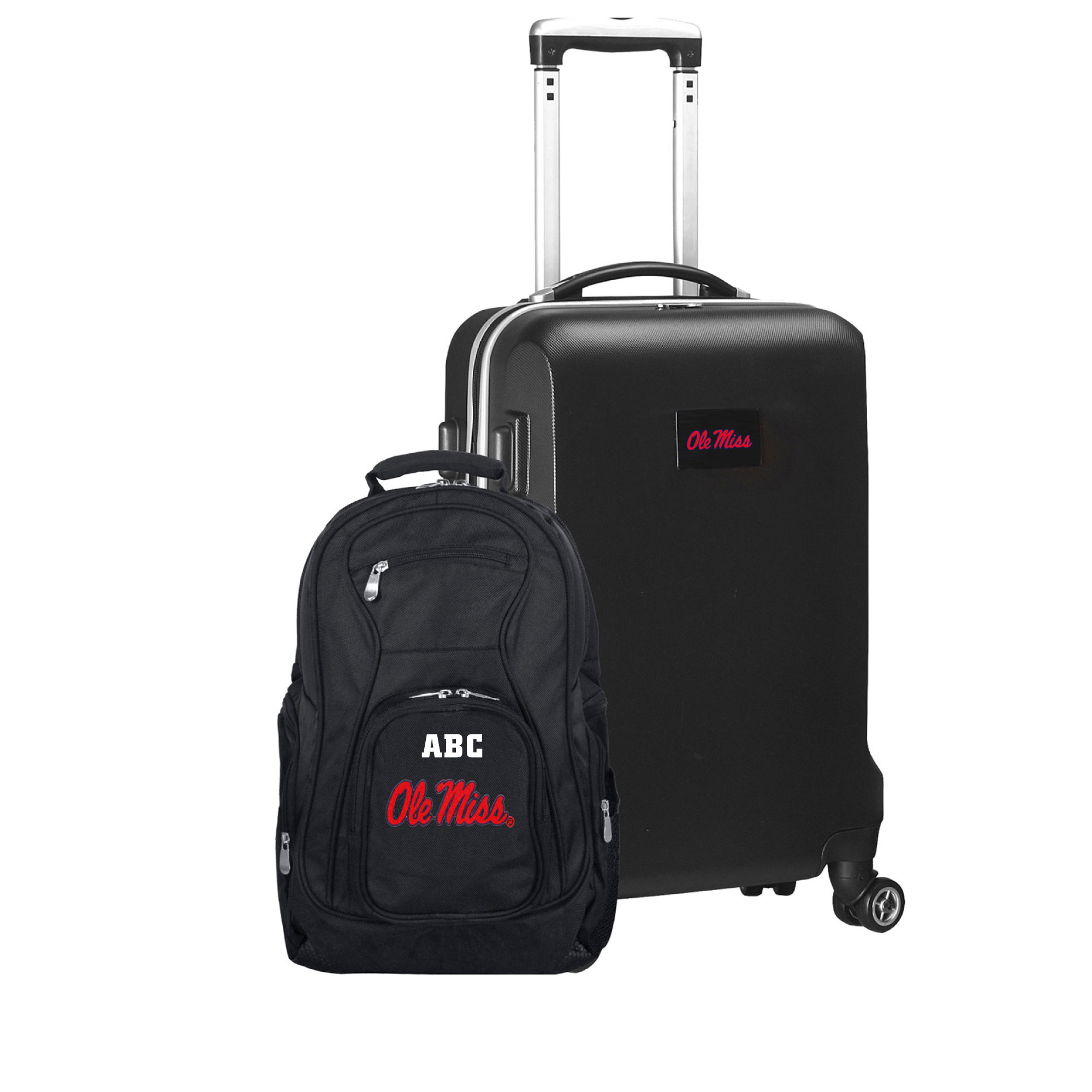 MOJO Black Ole Miss Rebels Personalized Deluxe 2-Piece Backpack & Carry-On Set - Image 3