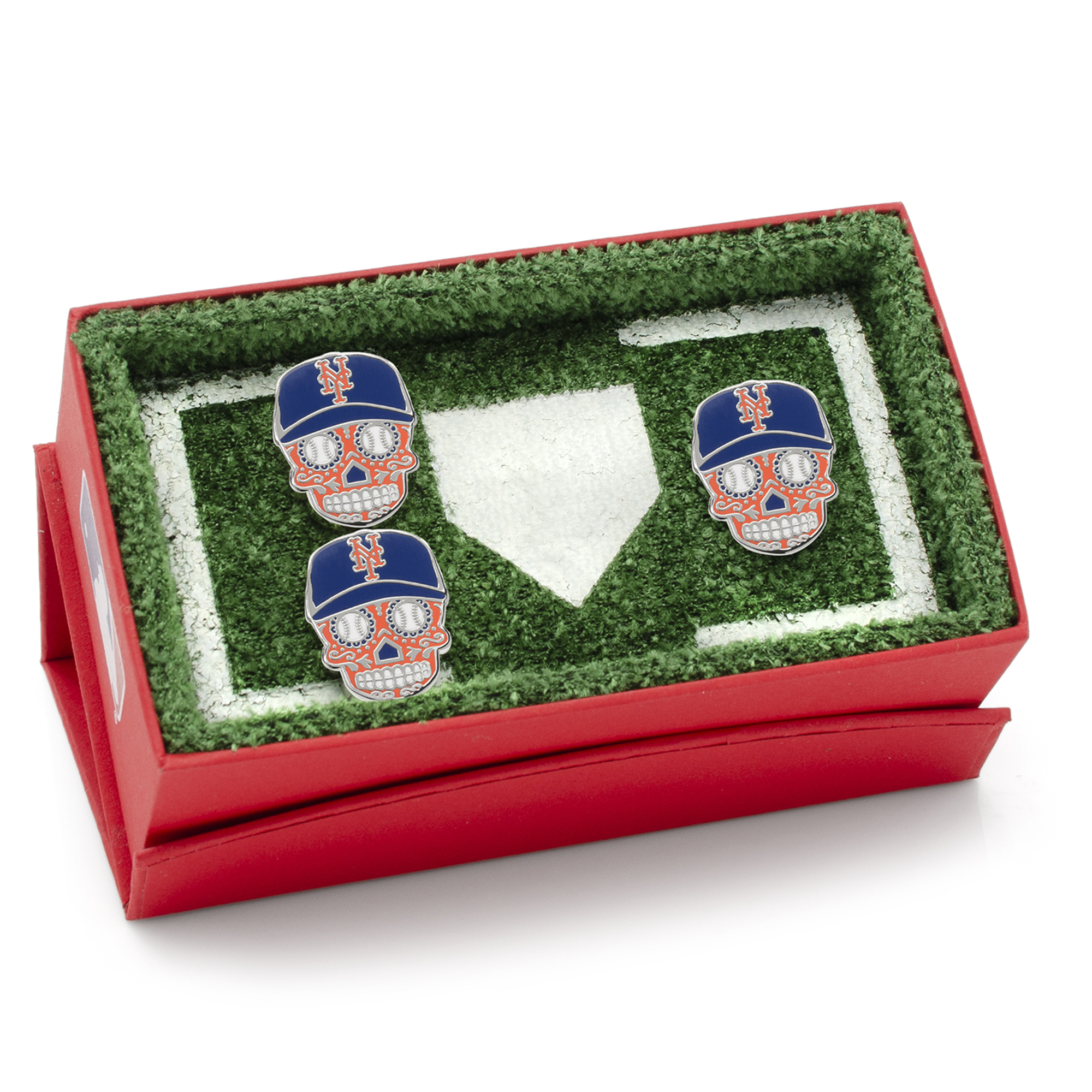 New York Mets Sugar Skull Cufflinks & Lapel Pin Gift Set - Image 8