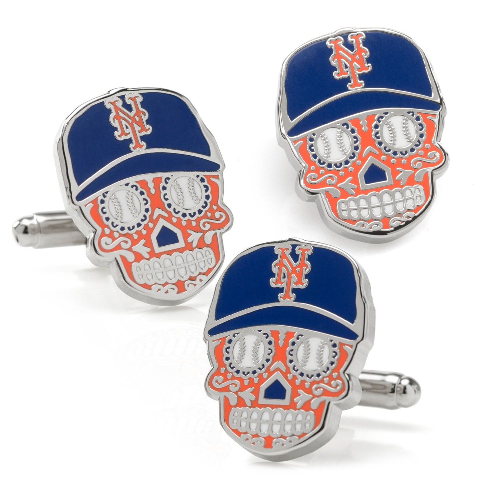 New York Mets Sugar Skull Cufflinks & Lapel Pin Gift Set - Image 9
