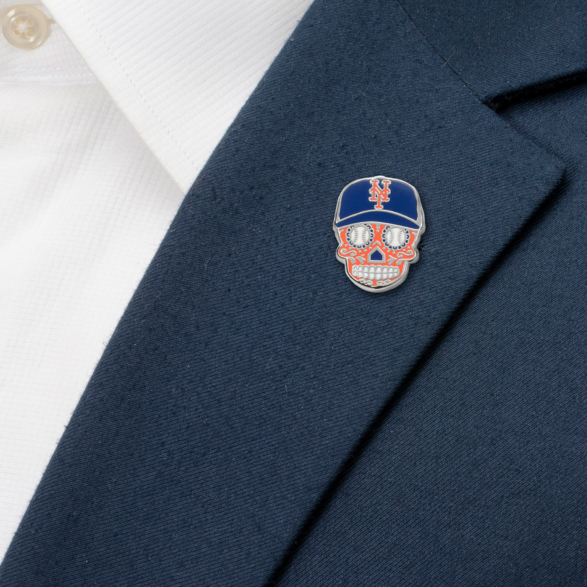 New York Mets Sugar Skull Cufflinks & Lapel Pin Gift Set - Image 13