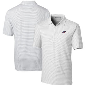 Men's Cutter & Buck White Carolina Panthers Big & Tall Forge Pencil Stripe Stretch Polo