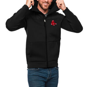 Men's Antigua Black Boston Red Sox Protect Full-Zip Hoodie