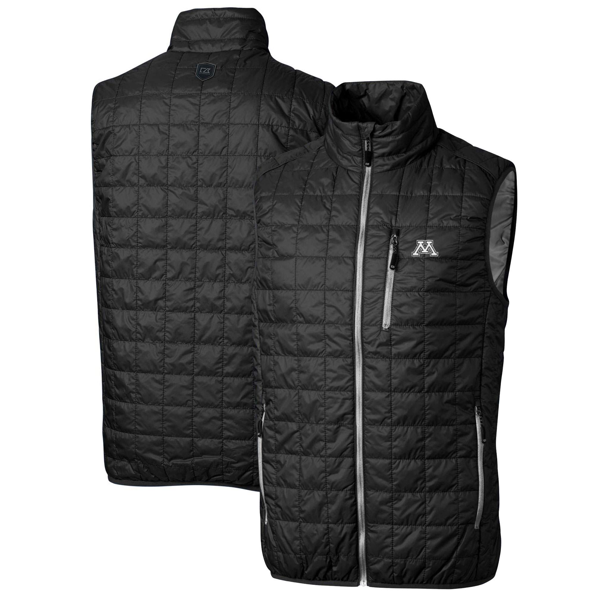 Men's Cutter & Buck Black Minnesota Golden Gophers Big & Tall Rainier PrimaLoft Eco Full-Zip Puffer Vest - Image 5