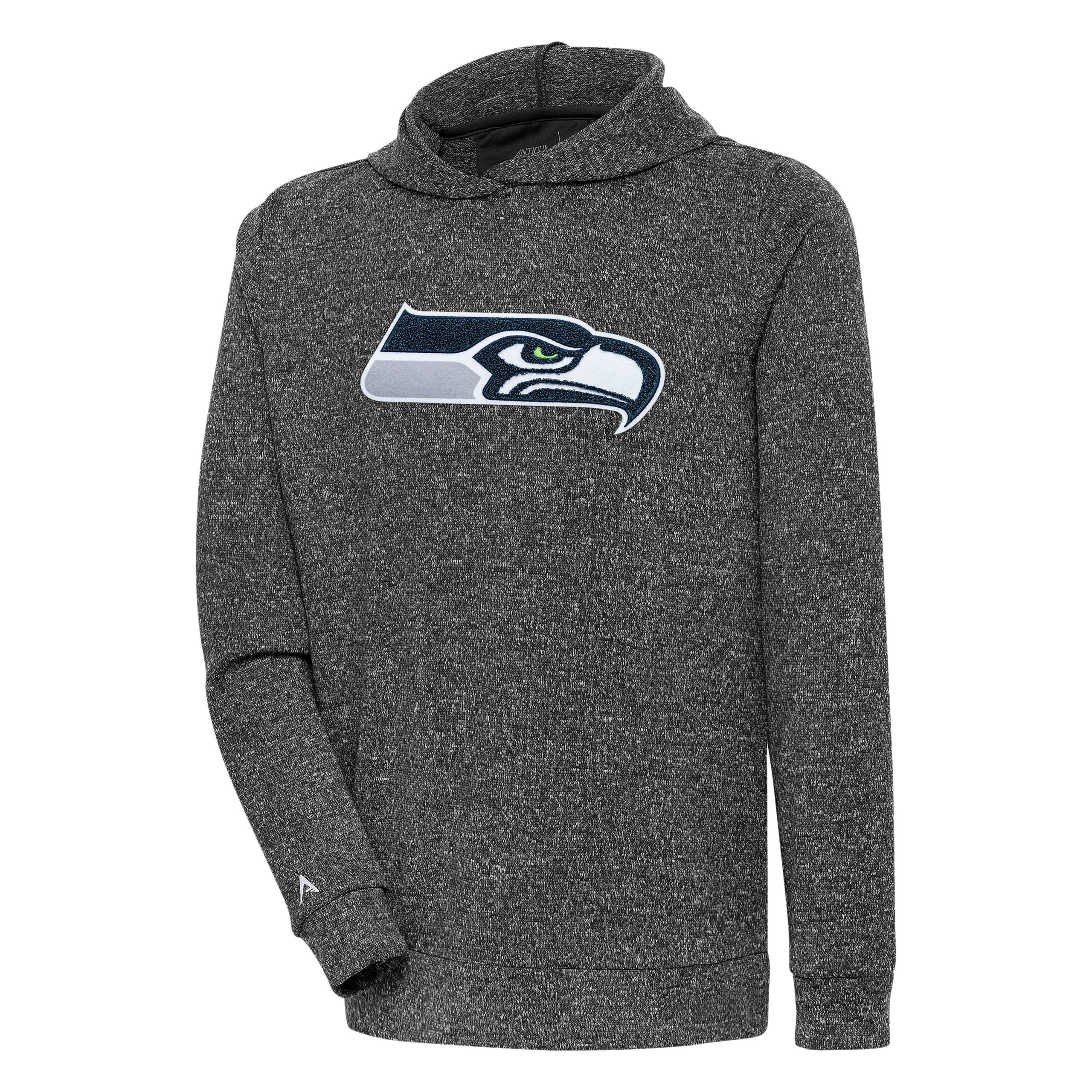 Men's Antigua Heathered Black Seattle Seahawks Absolute Chenille Pullover Hoodie - Image 2