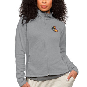 Women's Antigua Heather Gray Loyola Chicago Ramblers Course Full-Zip Jacket