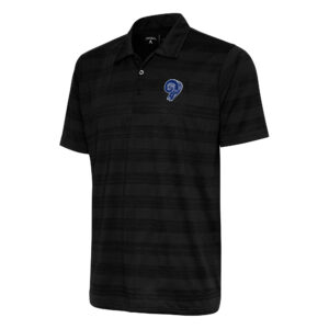 Men's Antigua Black Los Angeles Rams Team Logo Throwback Compass Polo