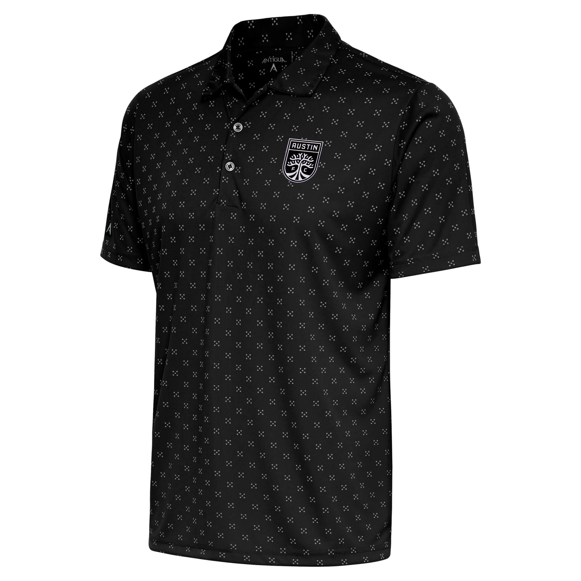 Men's Antigua Black Austin FC Brushed Metallic Logo Spark Polo