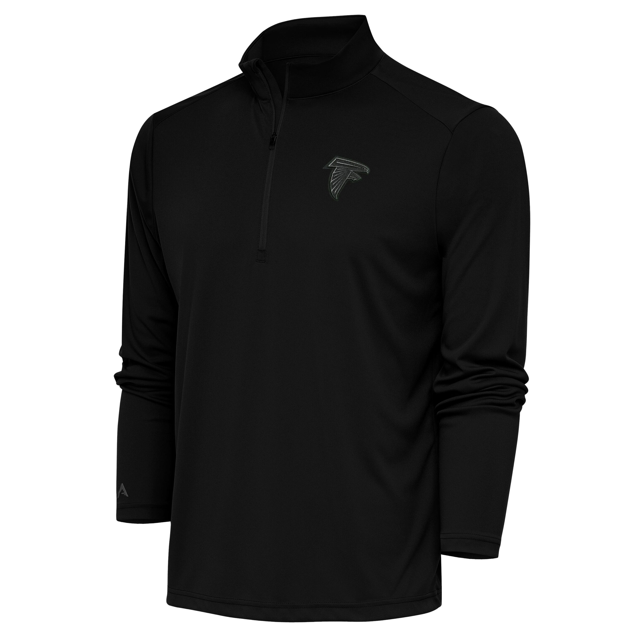Men's Antigua Black Atlanta Falcons Tonal Logo Tribute Quarter-Zip Pullover Top - Image 9