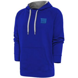 Men's Antigua Royal New York Giants Tonal Logo Victory Pullover Hoodie