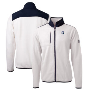 Men's Cutter & Buck White Georgetown Hoyas Big & Tall Cascade Eco Sherpa Fleece Full-Zip Jacket
