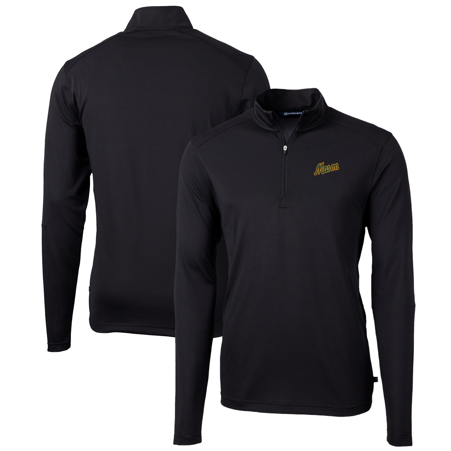 Men's Cutter & Buck Black George Mason Patriots Team Big & Tall Virtue Eco Pique Recycled Quarter-Zip Pullover Top