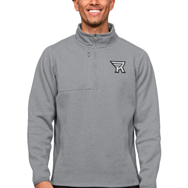 Men's Antigua Heather Gray Rochester Knighthawks Course Quarter-Zip Pullover Top