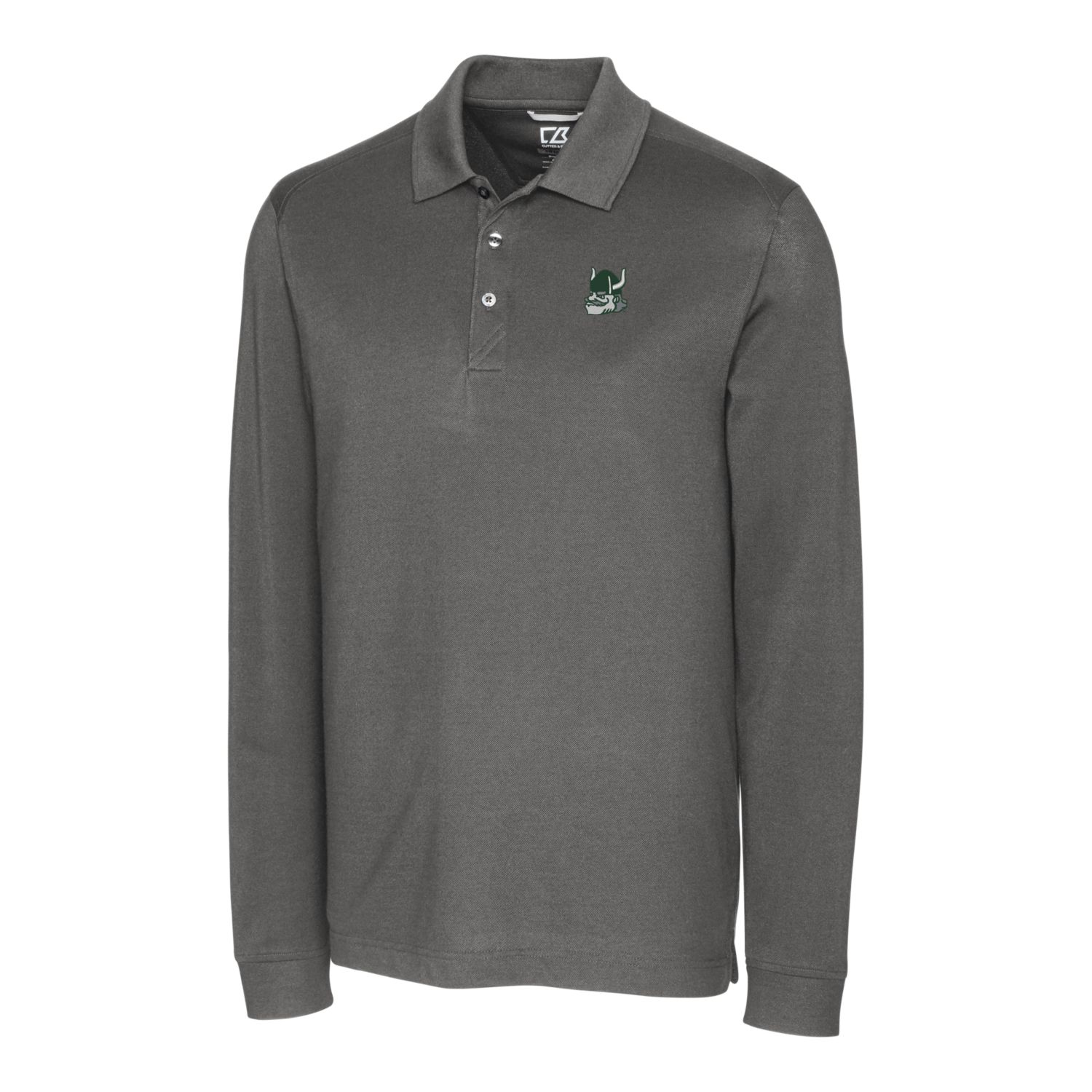 Men's Cutter & Buck Steel Portland State Vikings Advantage Tri-Blend Pique Long Sleeve Polo - Image 6