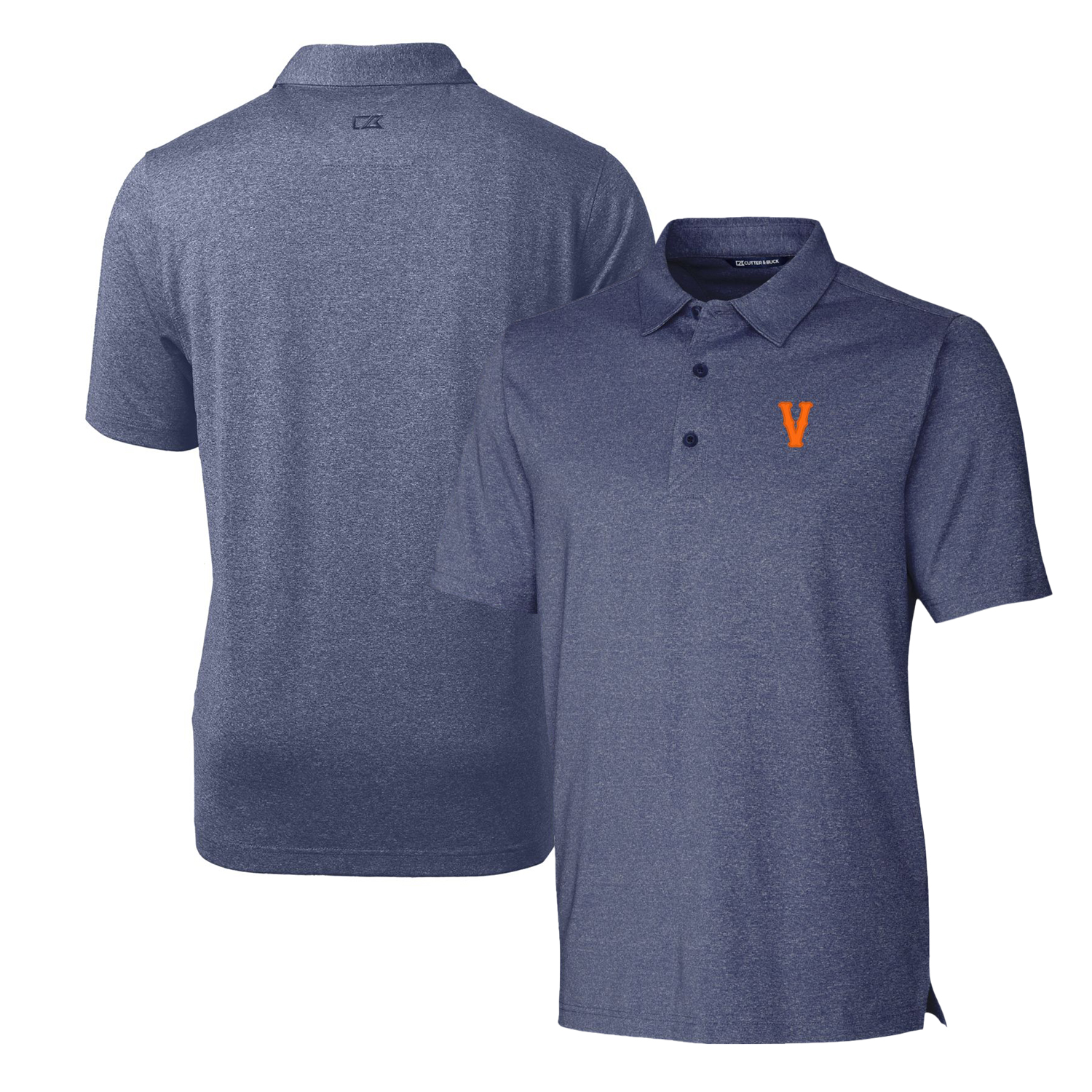 Men's Cutter & Buck Heather Blue Virginia Cavaliers Vintage Forge Stretch Polo - Image 2