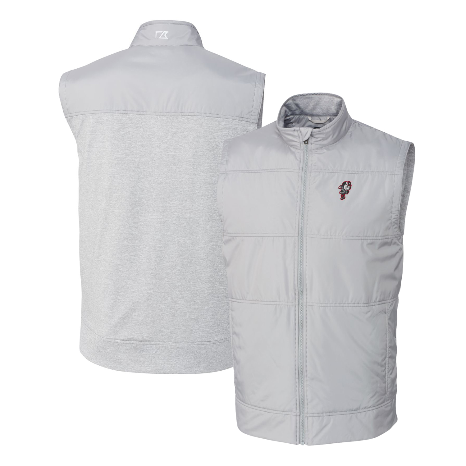 Men's Cutter & Buck Gray Ohio State Buckeyes Vault Stealth Hybrid Quilted Full-Zip Windbreaker Vest - Image 5