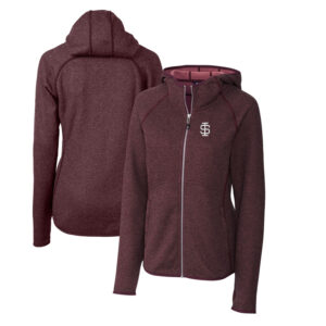 Women's Cutter & Buck Maroon Southern Illinois Salukis Mainsail Sweater-Knit Full-Zip Hoodie