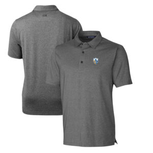 Men's Cutter & Buck Heather Charcoal Los Angeles Chargers Throwback Logo Forge Heathered Stretch Polo