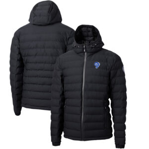 Men's Cutter & Buck Black Los Angeles Rams Throwback Logo Mission Ridge Repreve Eco Insulated Puffer Full-Zip Jacket