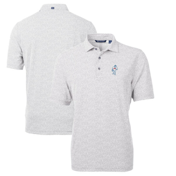 Men's Cutter & Buck Gray Houston Oilers Throwback Logo Virtue Eco-Pique Botanical Recycled Polo