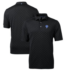 Men's Cutter & Buck Black Los Angeles Rams Throwback Logo Virtue Eco Pique Tile Recycled Polo