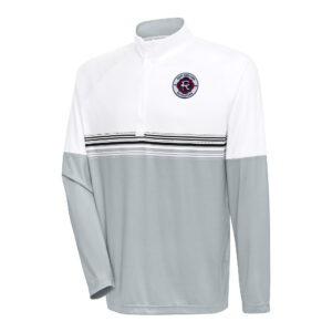 Men's Antigua White/Black New England Revolution Bender Quarter-Zip Pullover Top