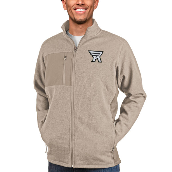 Men's Antigua Oatmeal Rochester Knighthawks Course Full-Zip Jacket