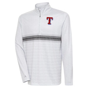 Men's Antigua Heather Gray/Black Texas Rangers Bullseye Quarter-Zip Pullover Top