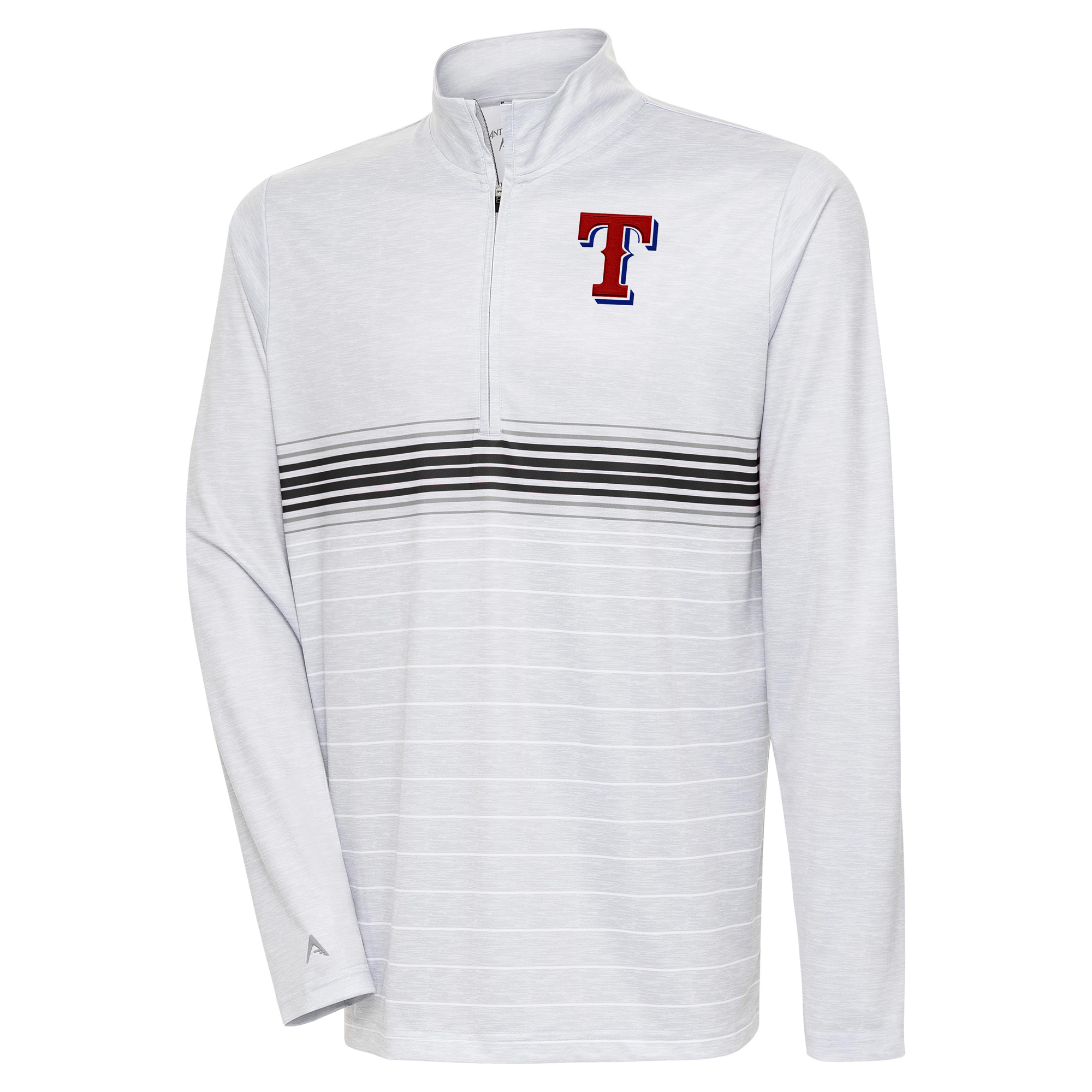 Men's Antigua Heather Gray/Black Texas Rangers Bullseye Quarter-Zip Pullover Top