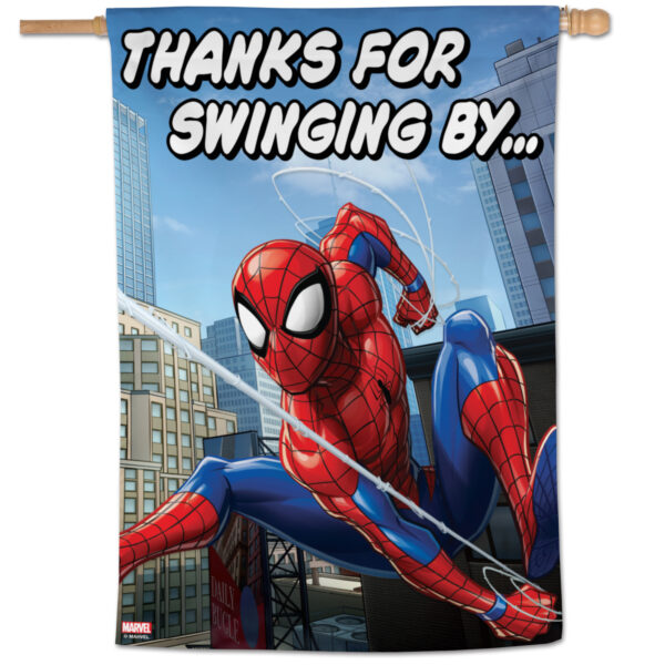 WinCraft Spiderman Thanks For Swinging By 28'' x 40'' Single-Sided Vertical Banner