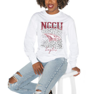 Women's Gameday Couture White North Carolina Central Eagles Boyfriend Fit Long Sleeve T-Shirt