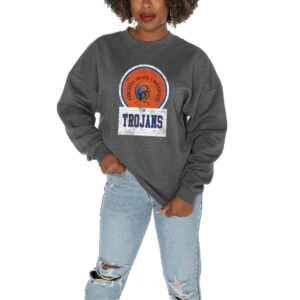 Women's Gameday Couture Charcoal Virginia State Trojans Drop Shoulder Fleece Drop Pullover Sweatshirt