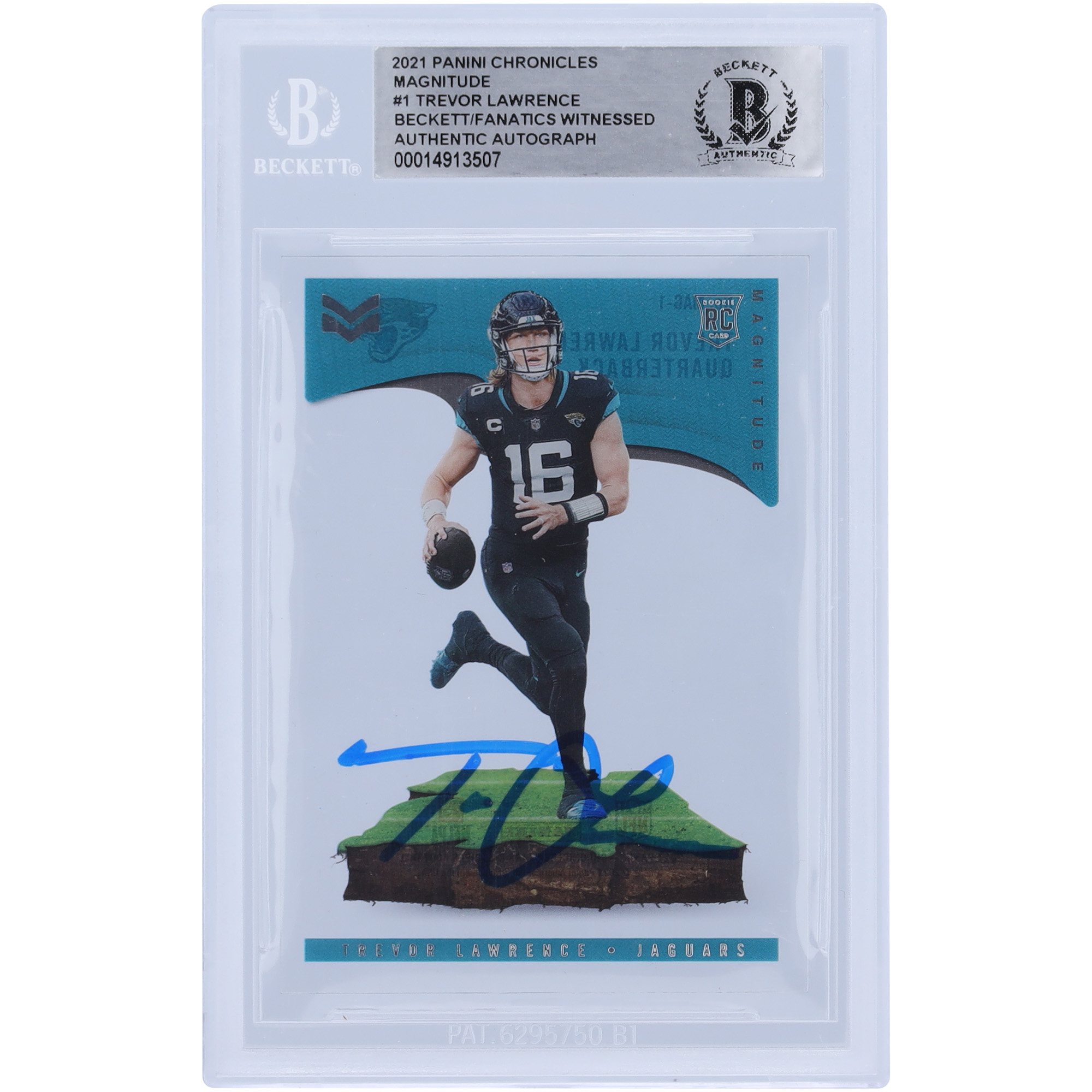 Trevor Lawrence Jacksonville Jaguars Autographed 2021 Panini Chronicles Magnitude #MAG-1 Beckett Fanatics Witnessed Authenticated Rookie Card - Image 4